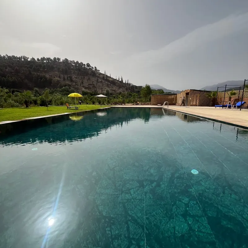 Turquoise water of the outdoor pool